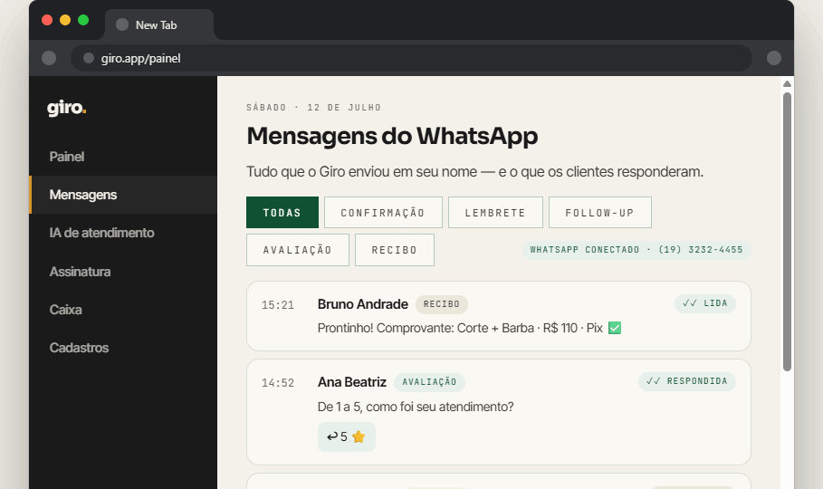 Mensagens automáticas